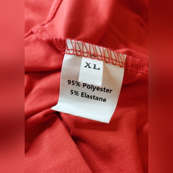 Red Wide Leg Cami Jumpsuit Size XL Ankle Length Adjustable Straps Pockets Comfy - Picture 5 of 7